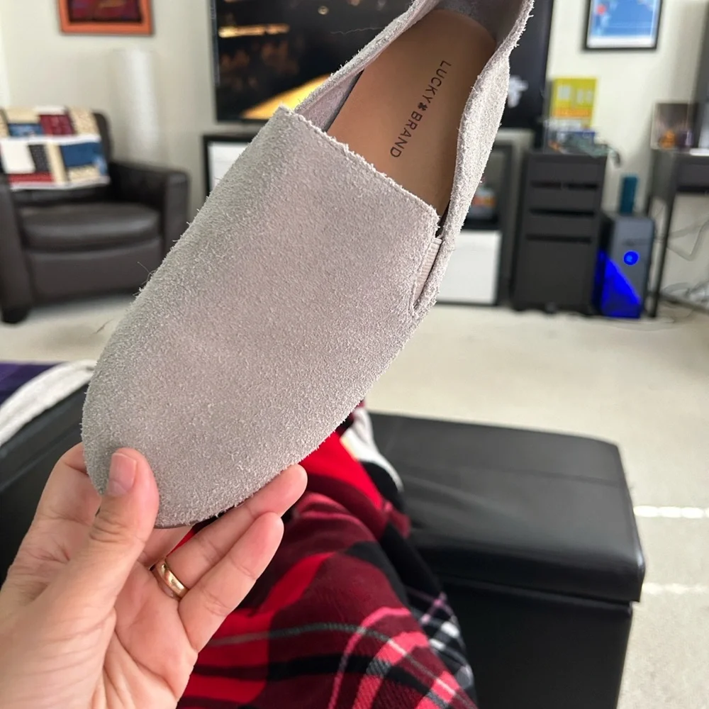 Lucky Brand Men's Light Gray Suede Loafers - Picture 2 of 7